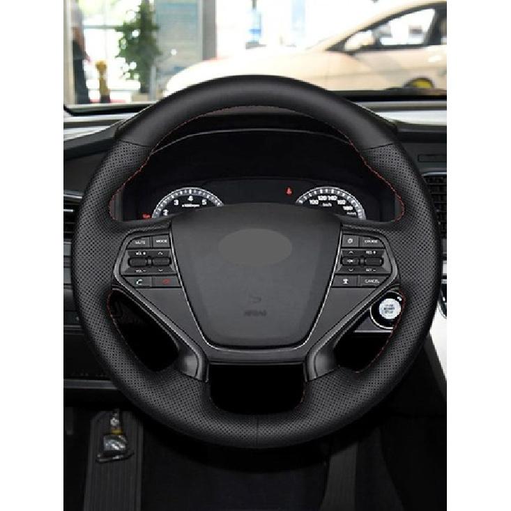 New Black Perforated Leather Steering Wheel Cover For Hyundai Sonata 9 2015-2017