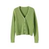 Vielseitiges kurzes Herbstoutfit, lockerer Langarmpullover mit V-Ausschnitt, Strickpullover, Strickjacke, Damenoberteil