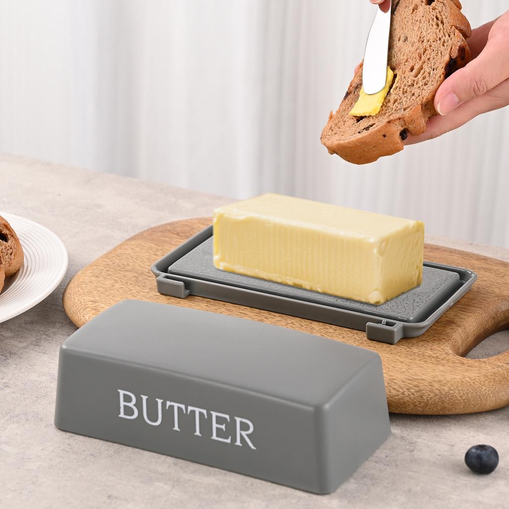 Food Grade PP Butter Dish with Lid-Refrigerator Storage Box for Butter & Cheese,With Butter Knife,Fit for Home Hotel Restaurant
