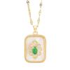 Emerald Square Necklace Women'S Retro National Tide Trend Inlaid Zircon Pendant Star Same Style
