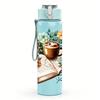 1PC Book Coffee Cup Floral Combo 750ml Color Plastic Sports Water Bottle Leakproof Flip Straw Lid Suitable for Sports Office Home Use