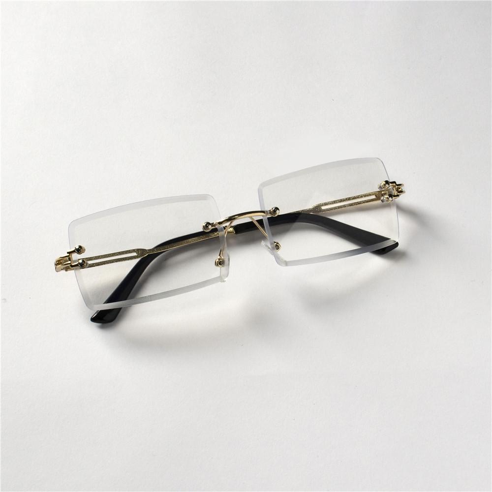 Fashion Rimless Sunglasses Women Trendy Small Rectangle Sun Glasses  Summer Traveling Style Brown Shades for Men