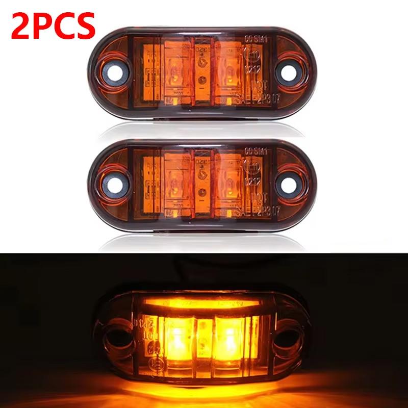 2/4Pcs Led Side Marker Lights 12v 24v Trailer Trucks Car Warning Lamp Clearance Signal Strobe Light Waterproof Oval Amber Lamp