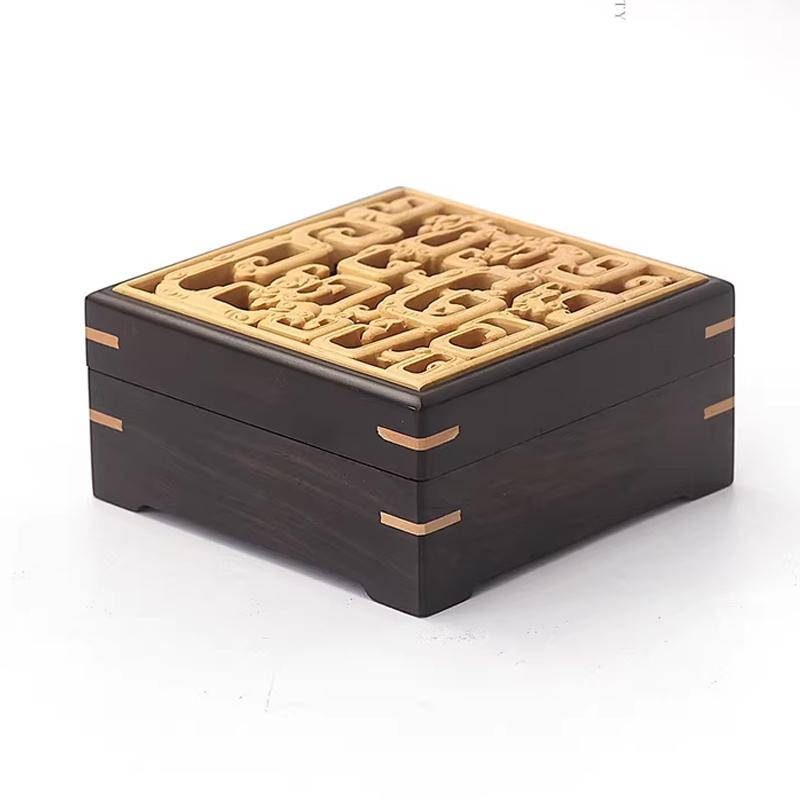 Chinese Style Purple Sandalwood Square Incense Burner Plate, Creative Home Living Room Supplies, Small Aromatherapy Furnace, 1Pc