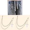 Punk Style Double Layer Cross Pendant Metal Chain Belt For Men Hip Hop Streetwear