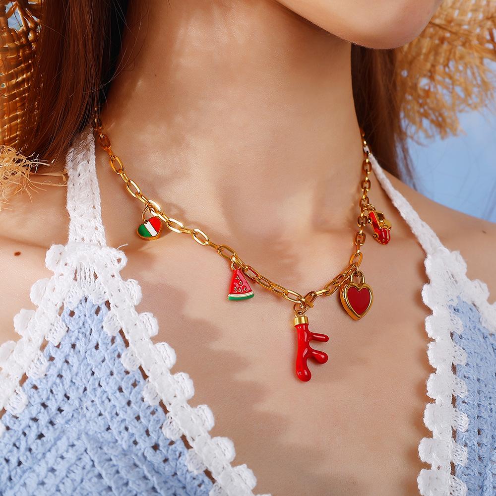 Creative Dripping Oil Colorful Three-Dimensional Diy Pendant Stainless Steel Gold-Plated Small Pendant Pendant Collection