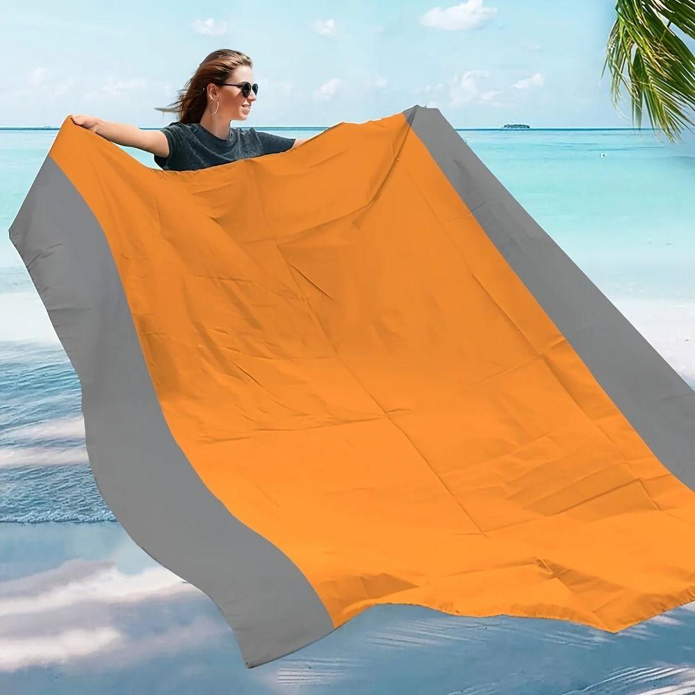 210x200cm Lomme Strandteppe Sammenleggbar Sandstrandmatte Campingmatte for Utendørs Camping Reise