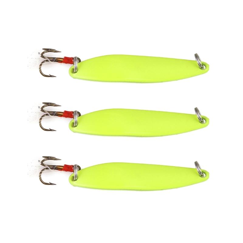 

3 шт. Тонущая металлическая светящаяся блесна-ложка, блестки, искусственные жесткие приманки, спиннер, жесткая рыболовная приманка, блестки с крючком