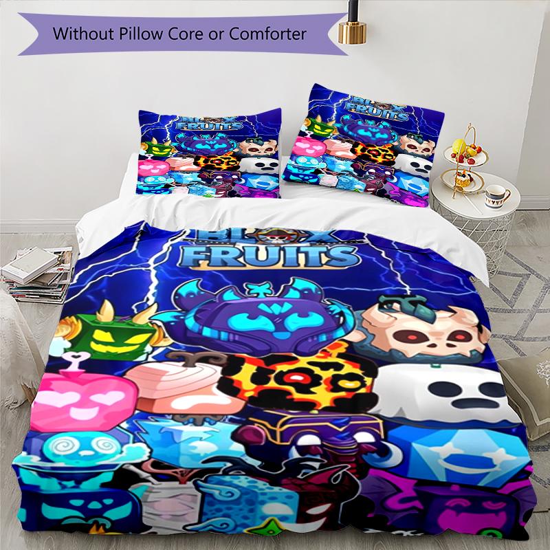 3pcs Blox Fruits Bedding Set Duvet Cover Closure Includes 1 Duvet Cover & 2 Pillowcases, Soft and Comfortable for All Seasons.