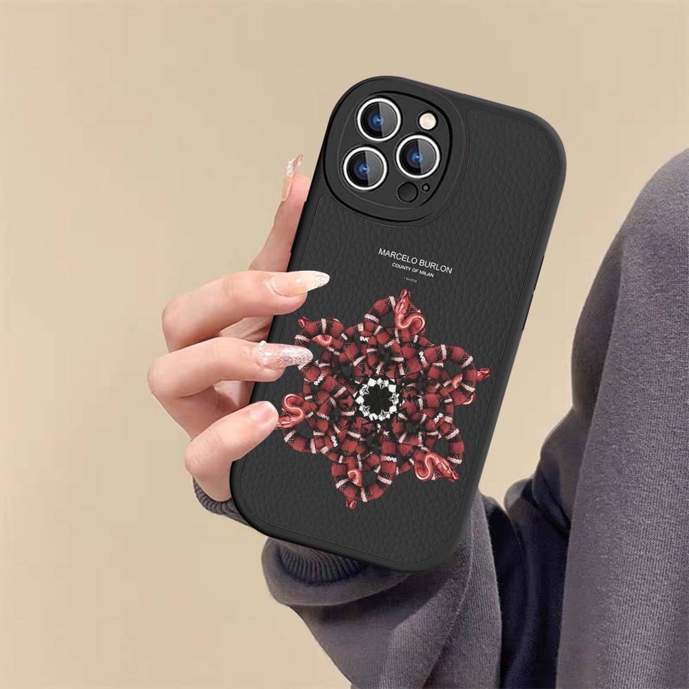 Custodia per Telefono M-MARCELO B-BURLON Per IPhone 16 15 14 13 12 11 Pro Max Plus Pelle Morbida Cover