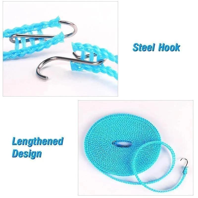Windproof ClotheslineMeters Durable Clothes Line Rope Portable Clothes Drying Line Length Adjustable Non-Slip Lines
