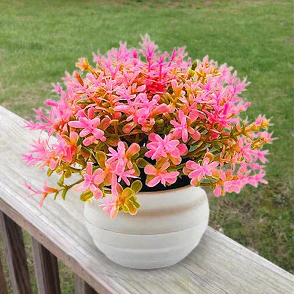 Pink Artificial Potted Flowers Plastic Simulation Artificial Faux Plants Artificial Grass Fake Flower Bonsai Indoor Decoration