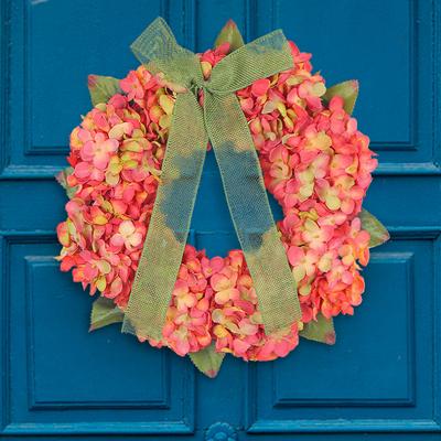 Hortensienblüten-Ring Türhänger, Thanksgiving Herbst Türhänger Blumendekorationen Ländlicher Wandbehang