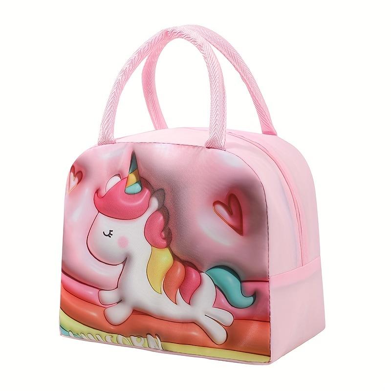 

Cartoon 3D Insulated Lunch Bag, thickened aluminum film for cold and heat preservation, portable for outdoor travel, non-food contact design. Pink Unicorn