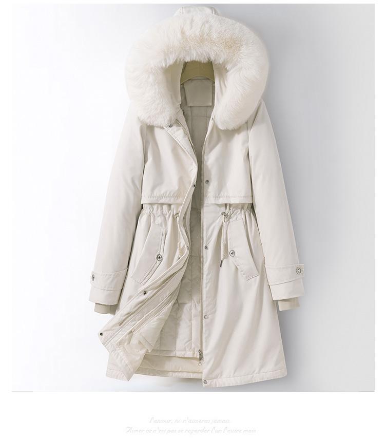 Autumn and Winter Women's Solid Color Hooded Waist Mid-length Detachable Liner Thickened Women's Jacket 5 Colors