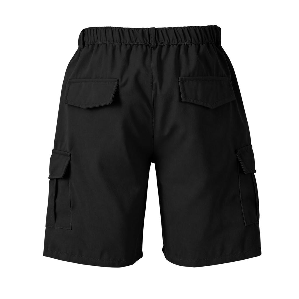Men's Cargo Shorts with 6 Pockets, Elastic Waist and Button Closure, Color Casual Shorts for Summer Everyday Wear