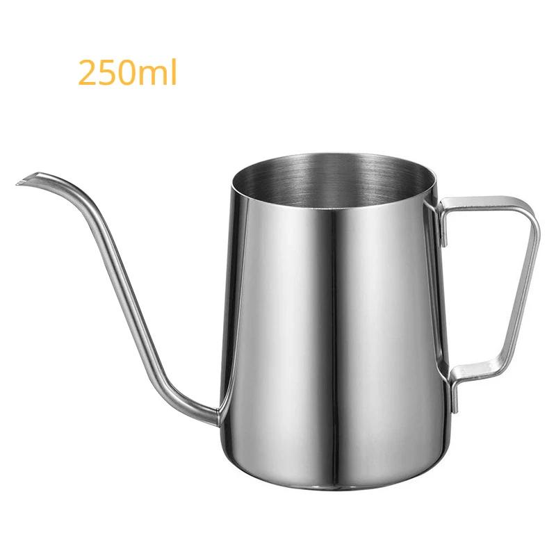 Drip Kettle 250ml 350ml Coffee Tea Pot Non-stick Coating Food Grade Stainless Steel Gooseneck Drip Kettle Swan Neck Thin Mouth