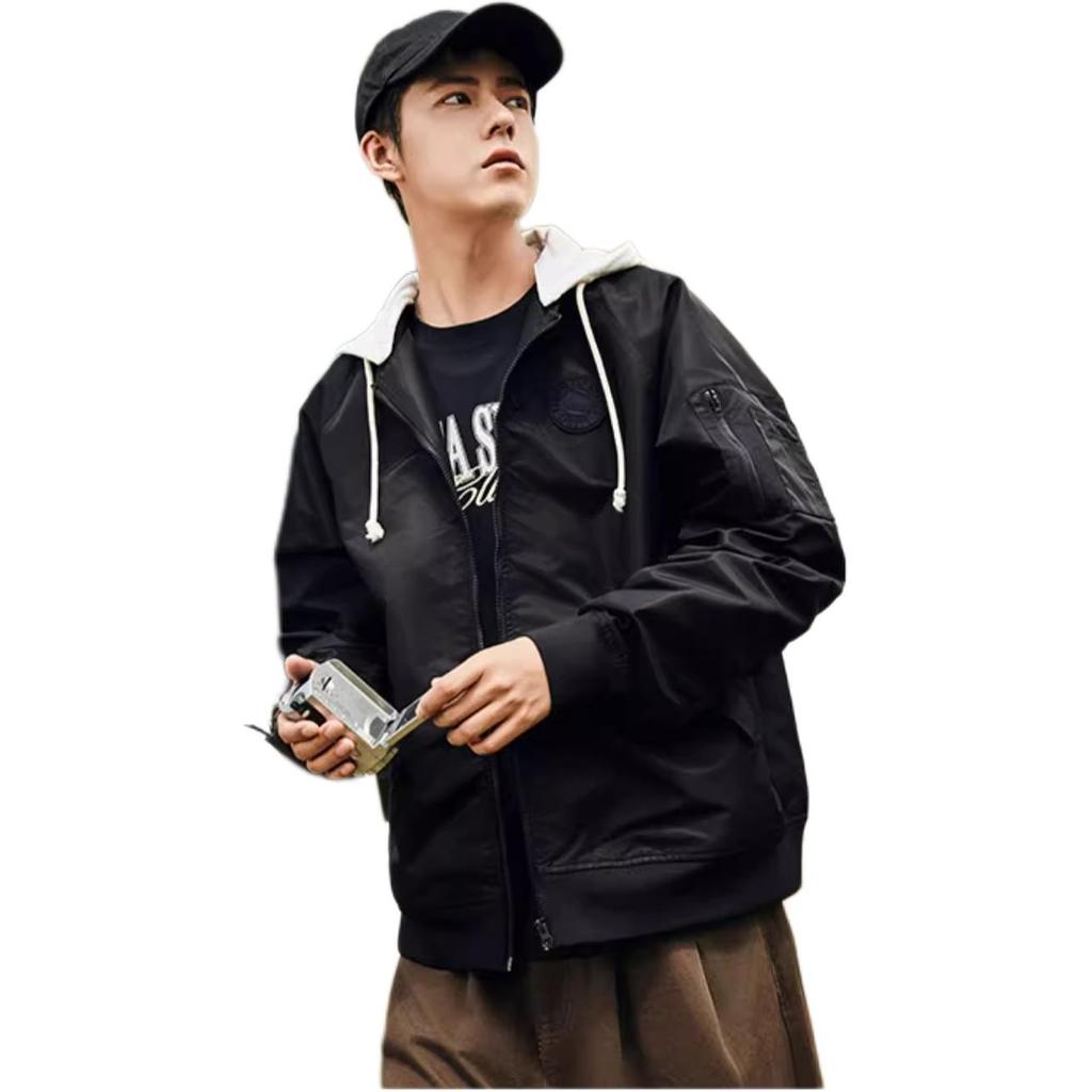 Anta Comfortable Casual Simple Loose Hooded Jacket Men Jackets Basic-Black 952438603-3