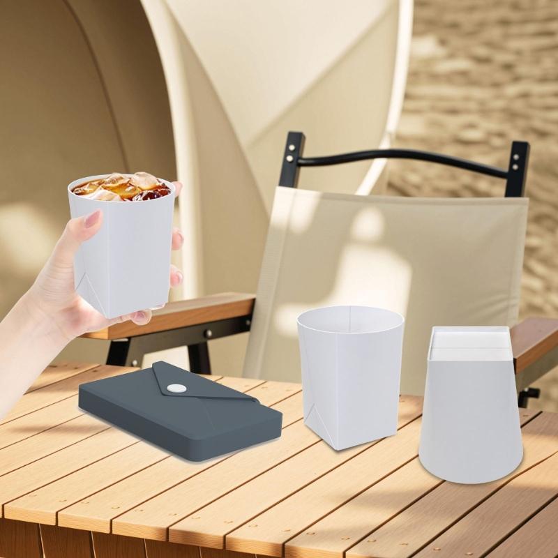 Outdoor Travel Folding Water Cup with Storage Bag Flexible Journey Container for Outdoor Camping Hiking