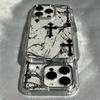 The Dark Cross Electroplated Lens Frame Clear Phone Case for iPhone 17 Air 16 15 14 13 12 11 Pro Max XS Max X TPU Soft Cover
