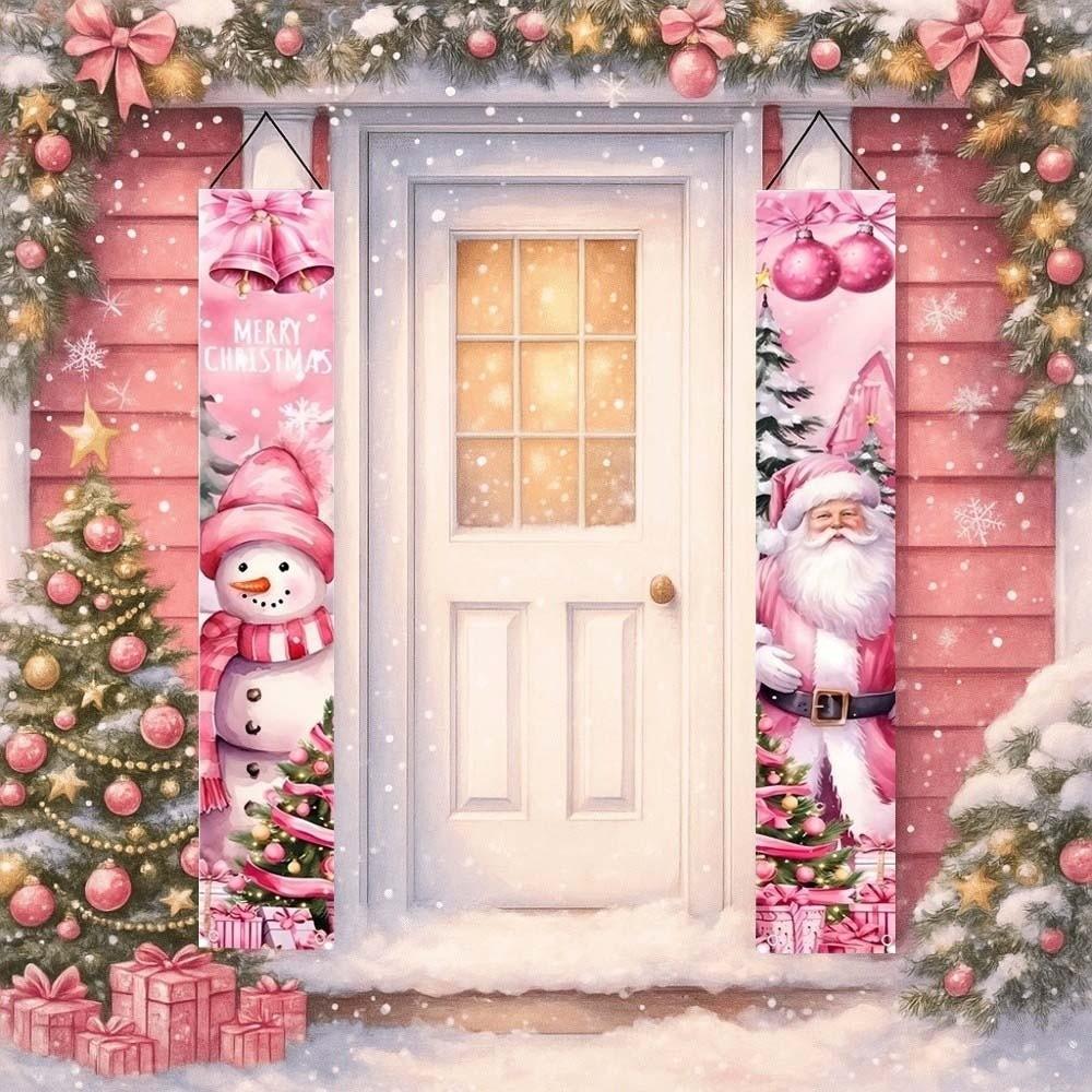 1 pair Rectangular Xmas Hanging Flags Large Size Merry Christmas Banner  Garden