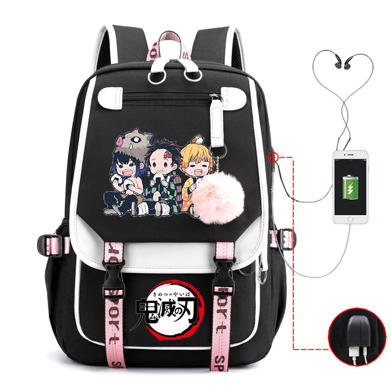Ghost Annihilation Blade Grade 3-6 Junior High School Student High School Student School Bag Strap USB Multifunctional Backpack