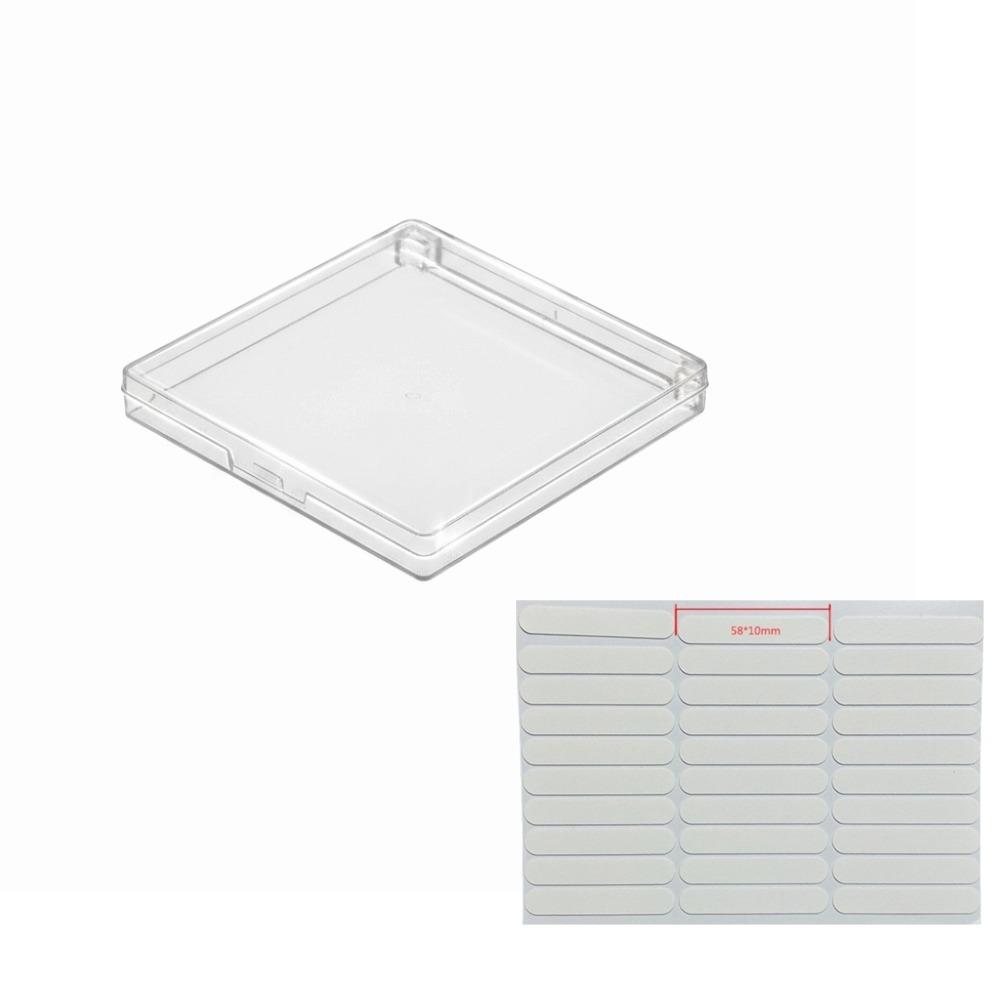 1pcs Transparent Acrylic Flip-top Nail Storage Boxes with Adhesive Sheets Dust-proof Nail Boxes Square Empty Nail Boxes