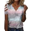 Women's Fashion, Elegant, Printed Wave V-Neck Off-Shoulder Lace-Up Short Sleeve T-Shirt