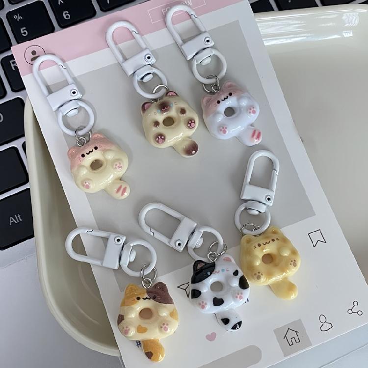 6Pieces Cats Phone Chain Fashion Bag Accessory Stylish Cats Phone Pendant Resin Texture Suitable for Unique Home Decors