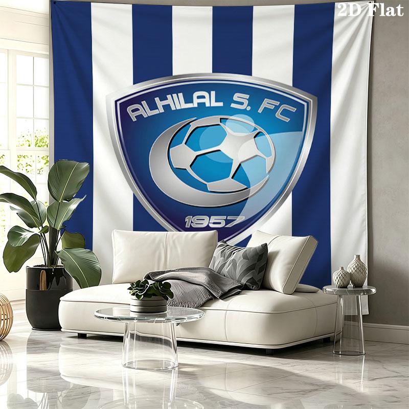 Al-Hilal Saudi FC Wall Tapestry Aesthetic Wall Hanging Printed Fabric Blanket Decorative Tapestries for Bedroom Living Room Home Decor