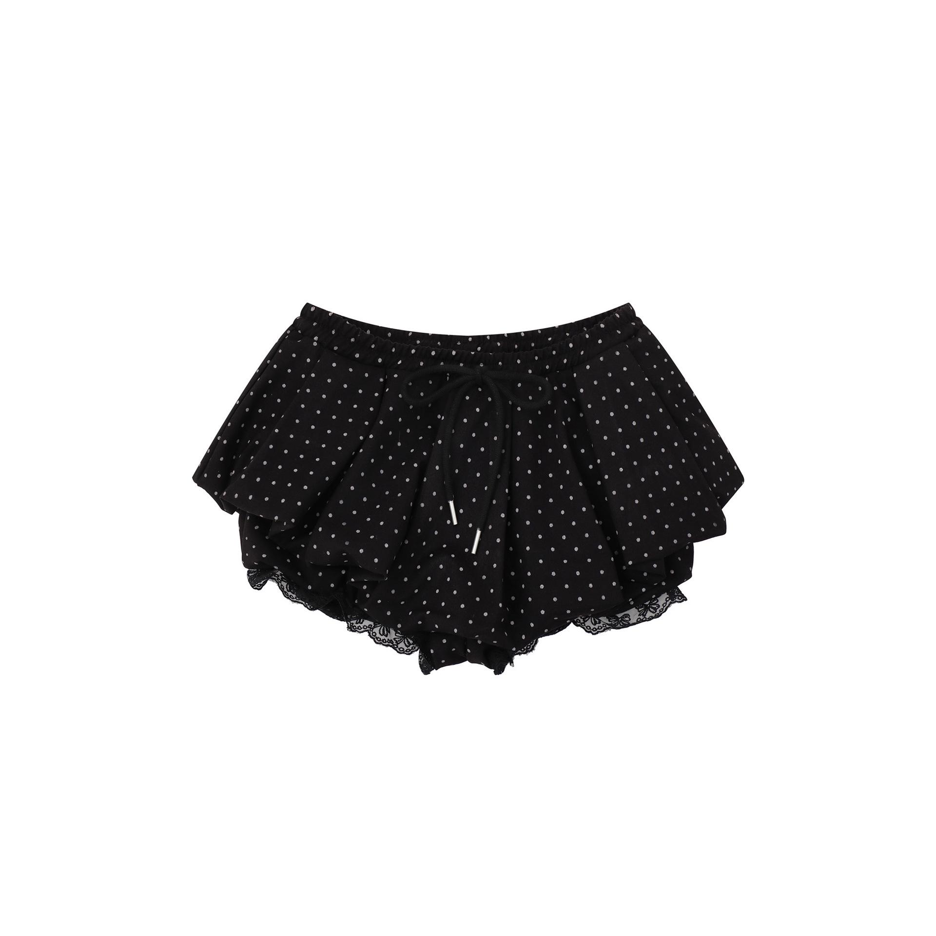 

Summer 2026 Polka Dot Lace Trim Floral Skort for Women Small чёрный