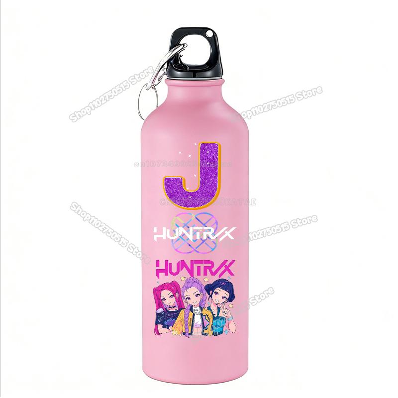High Quality 500ml KPop Demon Hunters Kids Sport Water Bottle Letter A-Z Rumi Mira Zoey Outdoor Bottle Large Capacity Girl School Drink Cups