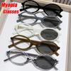 New Photochromic Myopia Glasses for Women Unisex Retro Color Changing Sun Glasses Fashion Oval Frame Near-sighted Eyeglasses