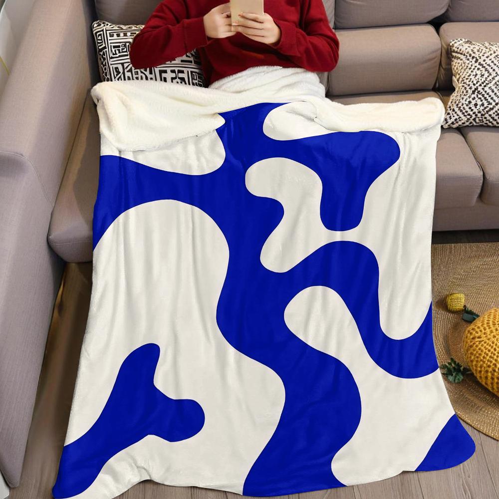 Blue Swirls Minimalist Flannel Blanket Warm Soft Halloween Christmas Couch Warm Cozy Decorative Decor Gift for All Season