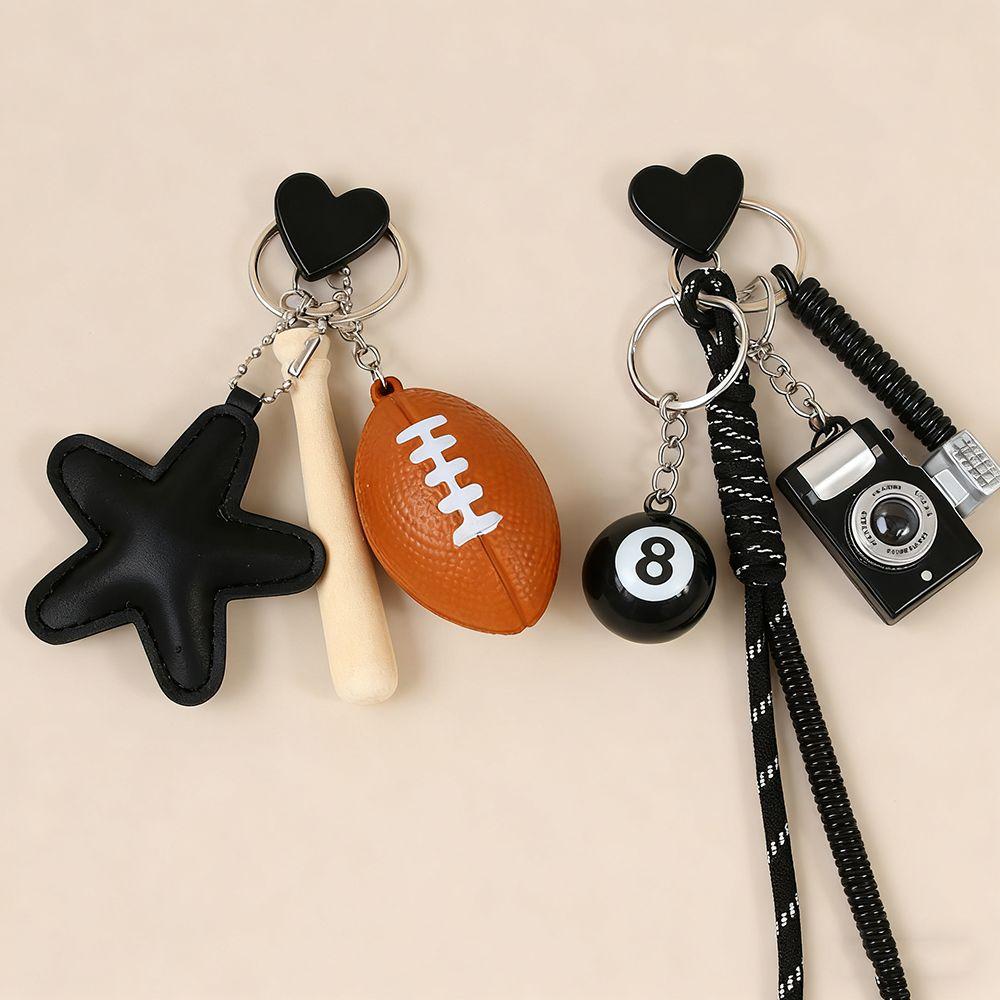 PVC Leather Baseball Pendants Zinc Zinc Alloy Versatile Bag Charm Rugby Tassel Keychain  Girls