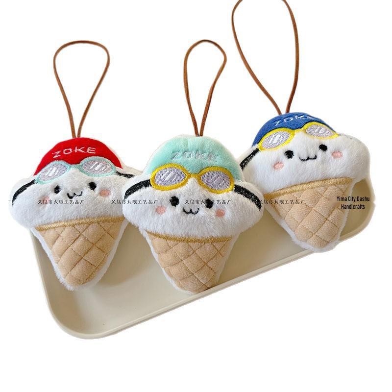 Plush Ice Cream Doll Ornament Pendant for Beach Bag or Seaside Gift