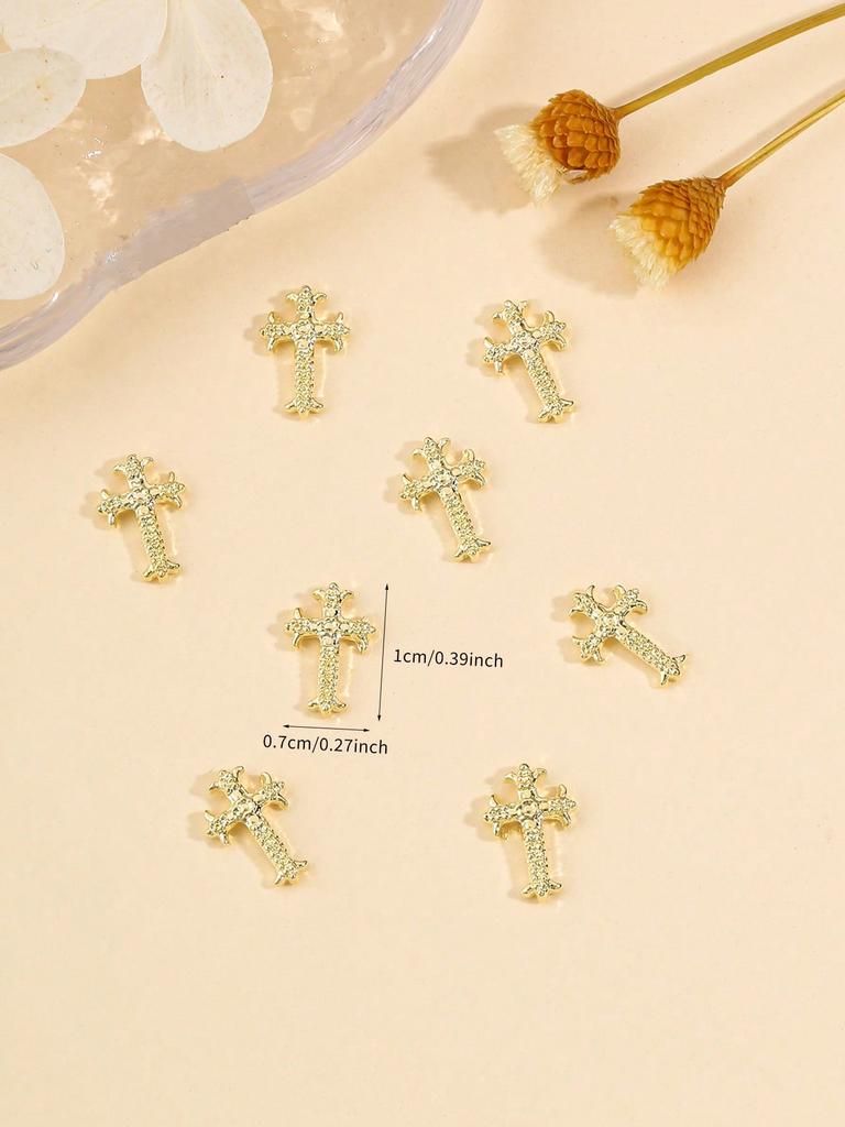 Halloween 10pcs/Pack Gold Silver Cross Designed Nail Art Accessories For Nail Art Creations
