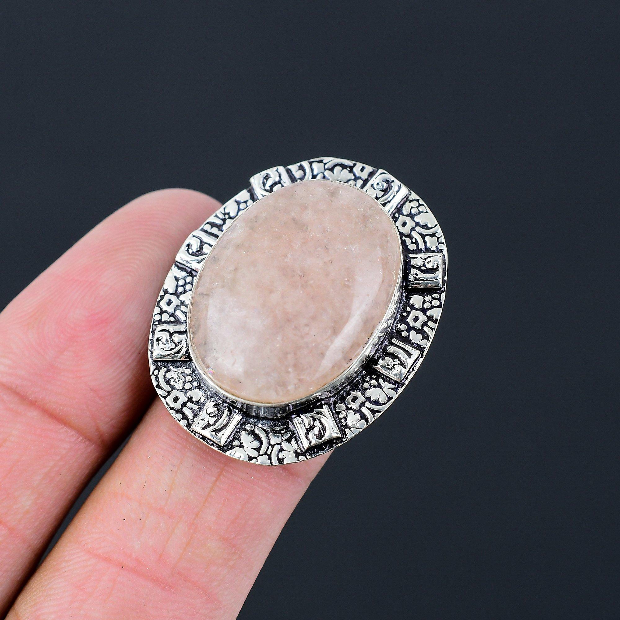 Womens day Deal 925 Silver Natural Rose Quartz New Multi Stone Ring Jewelry US 7 7