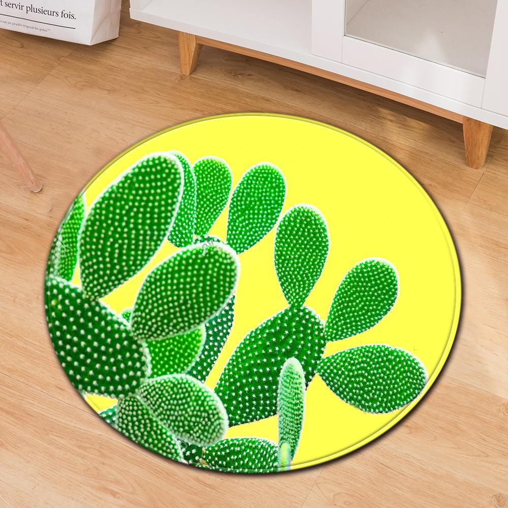 Grünes Blatt Pflanze Wohnzimmer Bereichsteppich Kaktus Druck Rund Schlafzimmer Teppich Stuhlmatte Kinder Spielteppich Memory Schaum Badematte Fußmatte