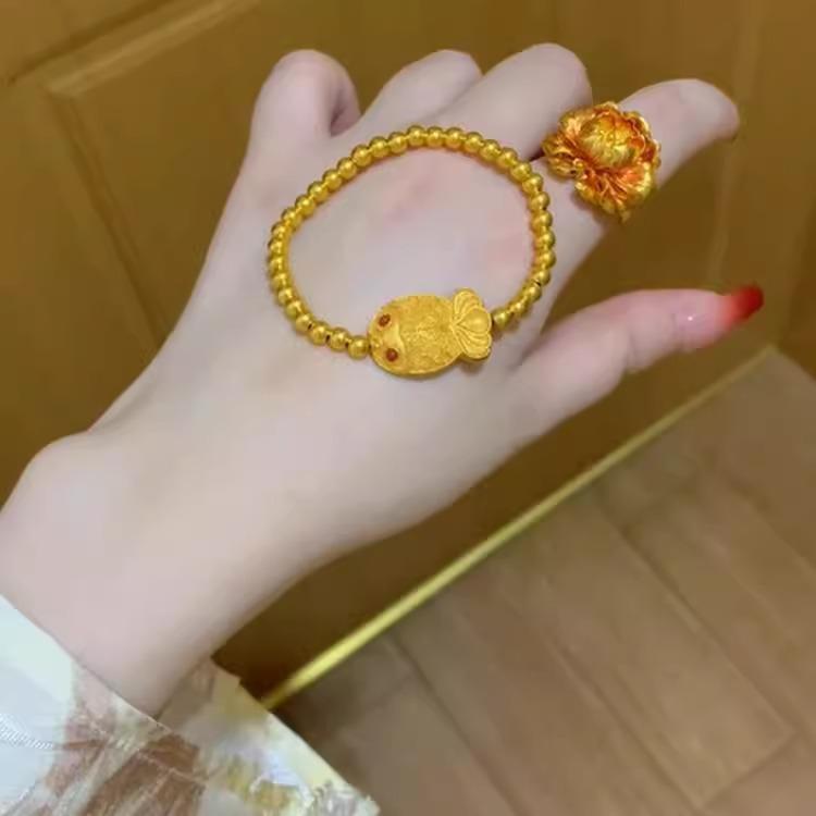 Little Goldfish Bead Light Luxury Fashion Bracelet For Women 24K Gold AU999, Lucky & Fashionable, Great For Brightening Skin