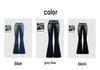 Jeans Donna Vita Alta Lavaggio Scuro Tasca Ricamata Vestibilità Slim Micro-Svasati