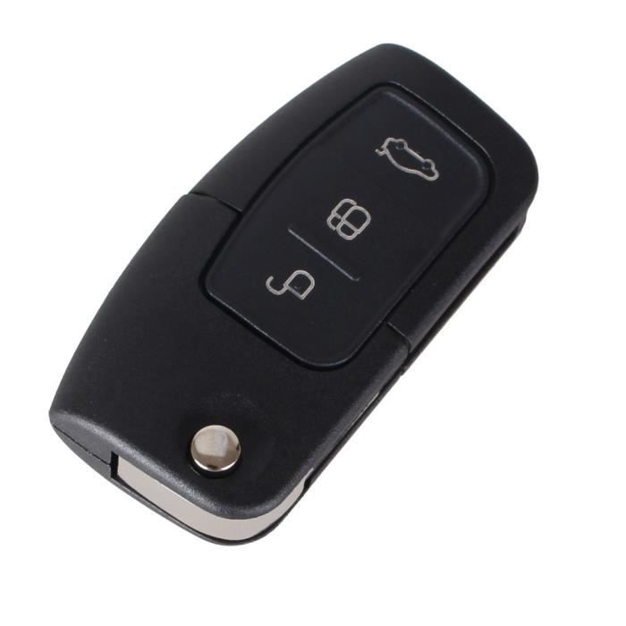 Schlüsselhülle für Ford Fiesta Focus Mondeo Smax Cmax Kuga - Klappschlüssel Fernbedienung 3 Tasten Flaches Schlüsselblatt Phonillico®