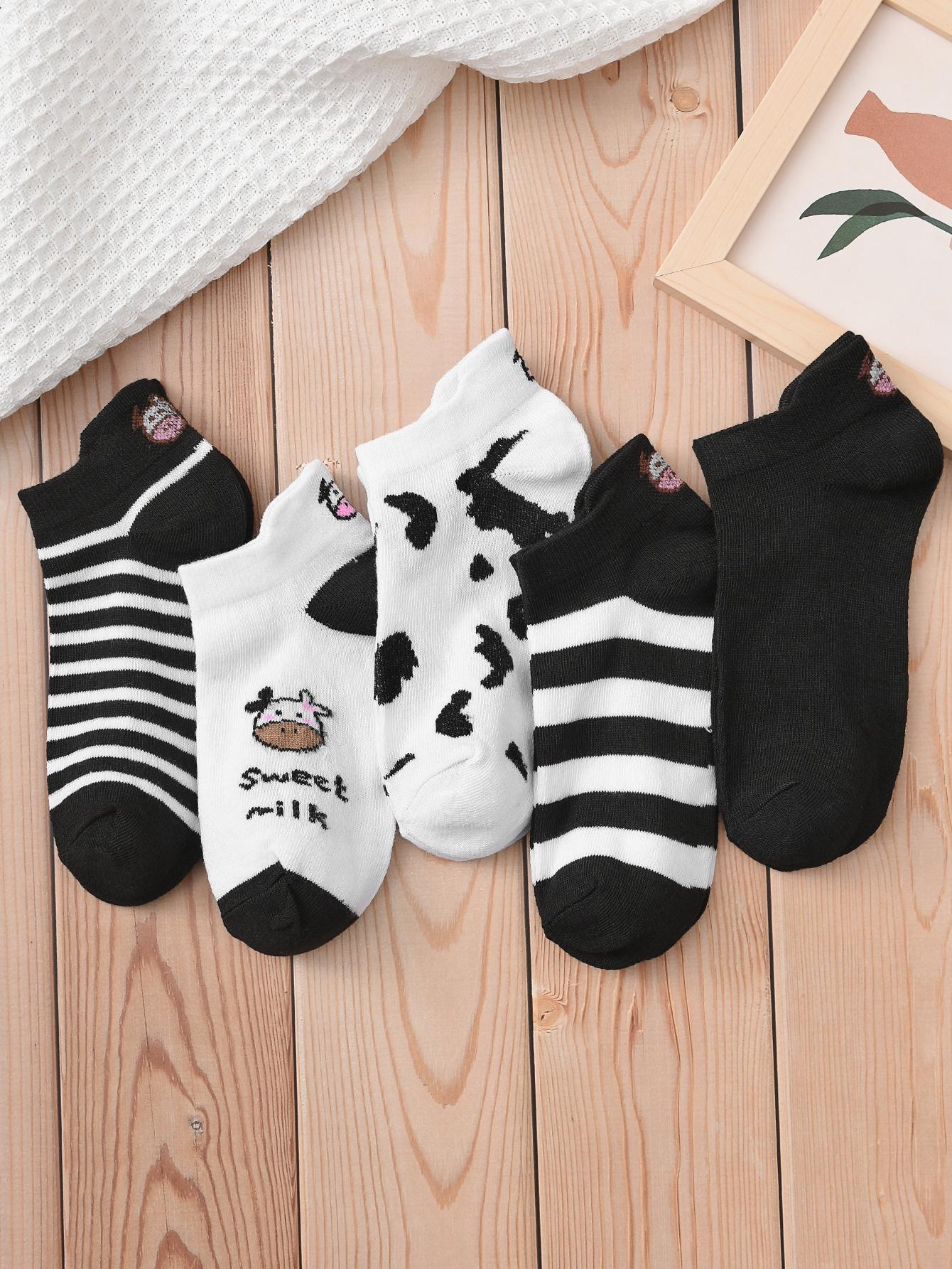 

5 Pairs/Lot Summer Women Cartoon Short Socks Animal Print Low Tube Cool Socks Set Cute Ankle Foot Cover Fashion New Kawaii Sock One Size-5 pairs
