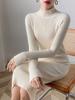 Women Mock Neck Solid Slim Sweater Dress Long Sleeve Knit Sexy Bodycon Dress Basic Casual Dress for Women Autumn Winter