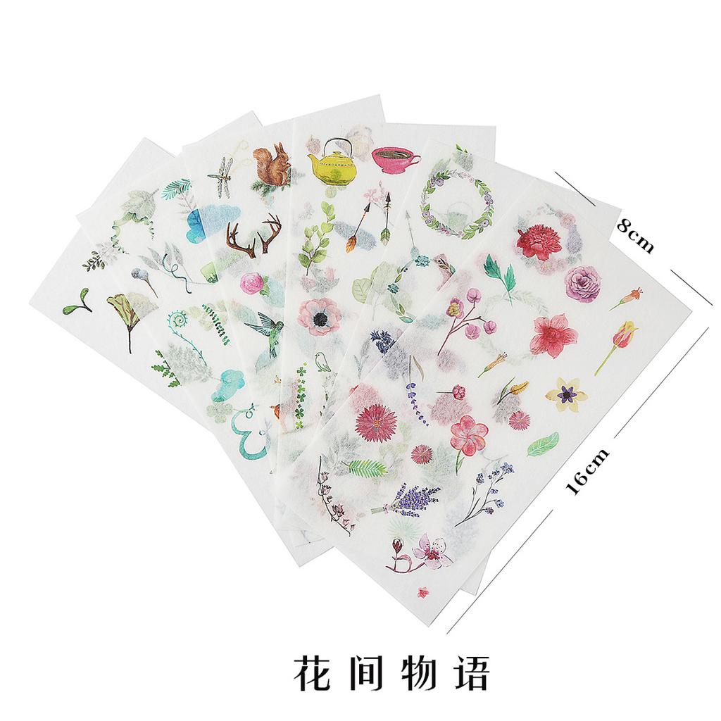 6 Sheet Cartoon Green Plant Sticker Kawaii Transparent Diy Diary Decorative Masking Stickers Scrapbook Stationery Student Gift