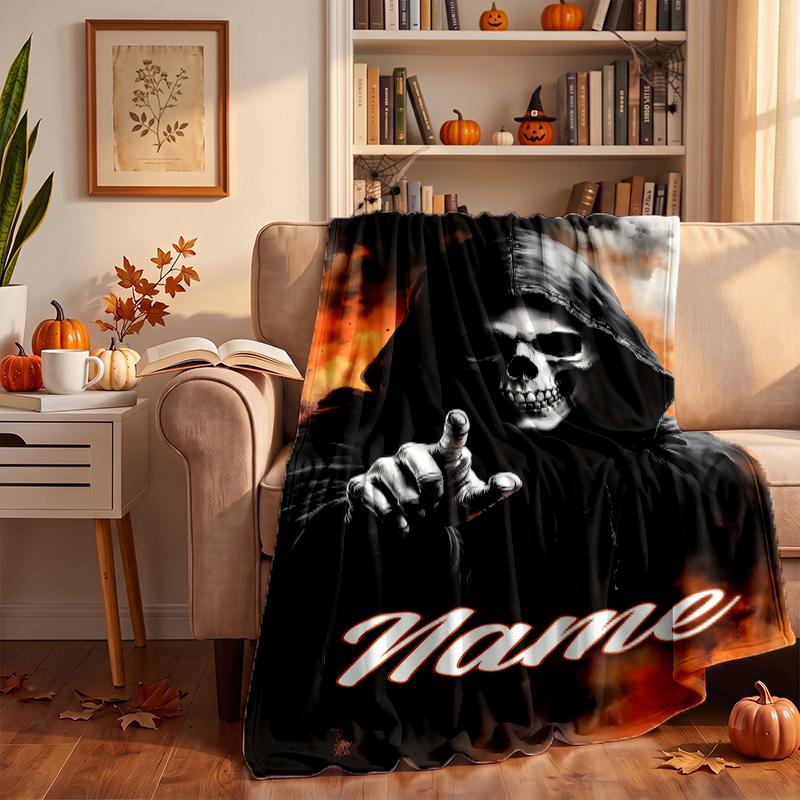 Dark Gothic Custom Flannel Blankets Soft Warm Cozy Throws for Home Decor Holiday Gifts