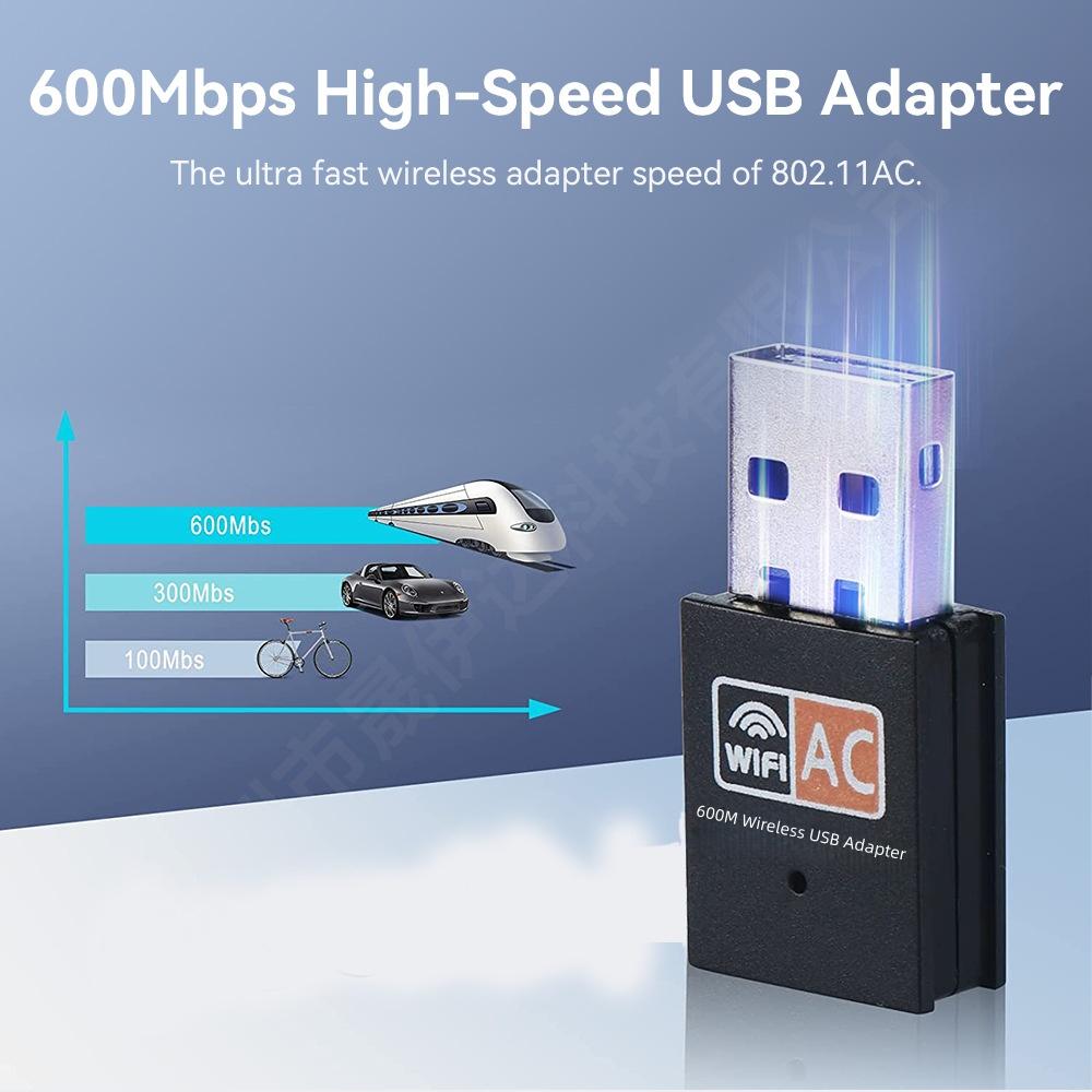 600M USB Network Adapter WIFI Dual Band 2.4/5GHz Free Driver Wireless Network Card Suitable for Windows 10/11, Linux, MAC OS