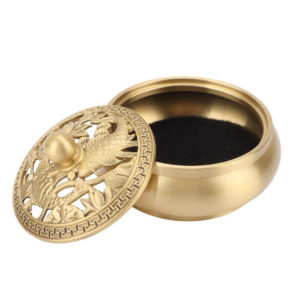 3pcs Easy Cleaning Incense Cone Holder With Lid Brass Incense Burner  For Home Yoga Spa Decor