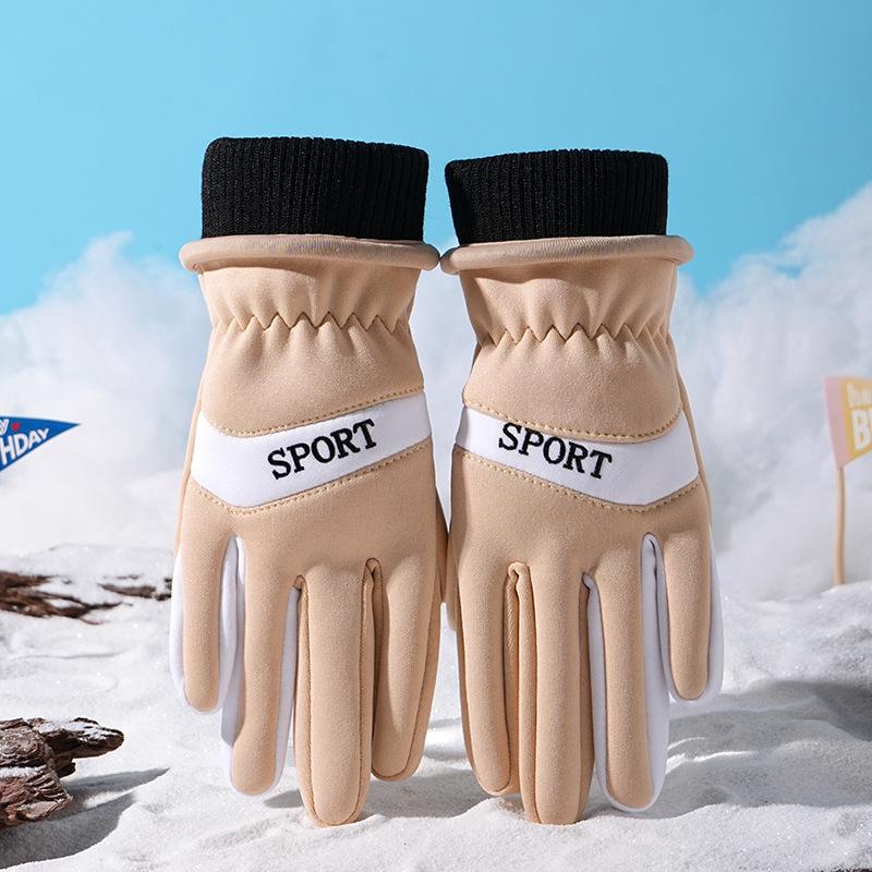 Herbst- und Winter Outdoor Kälteschutz und Wärme Fleece Schneespiel Anti-Rutsch Reiten Cartoon Großauge Winddichte Handschuhe