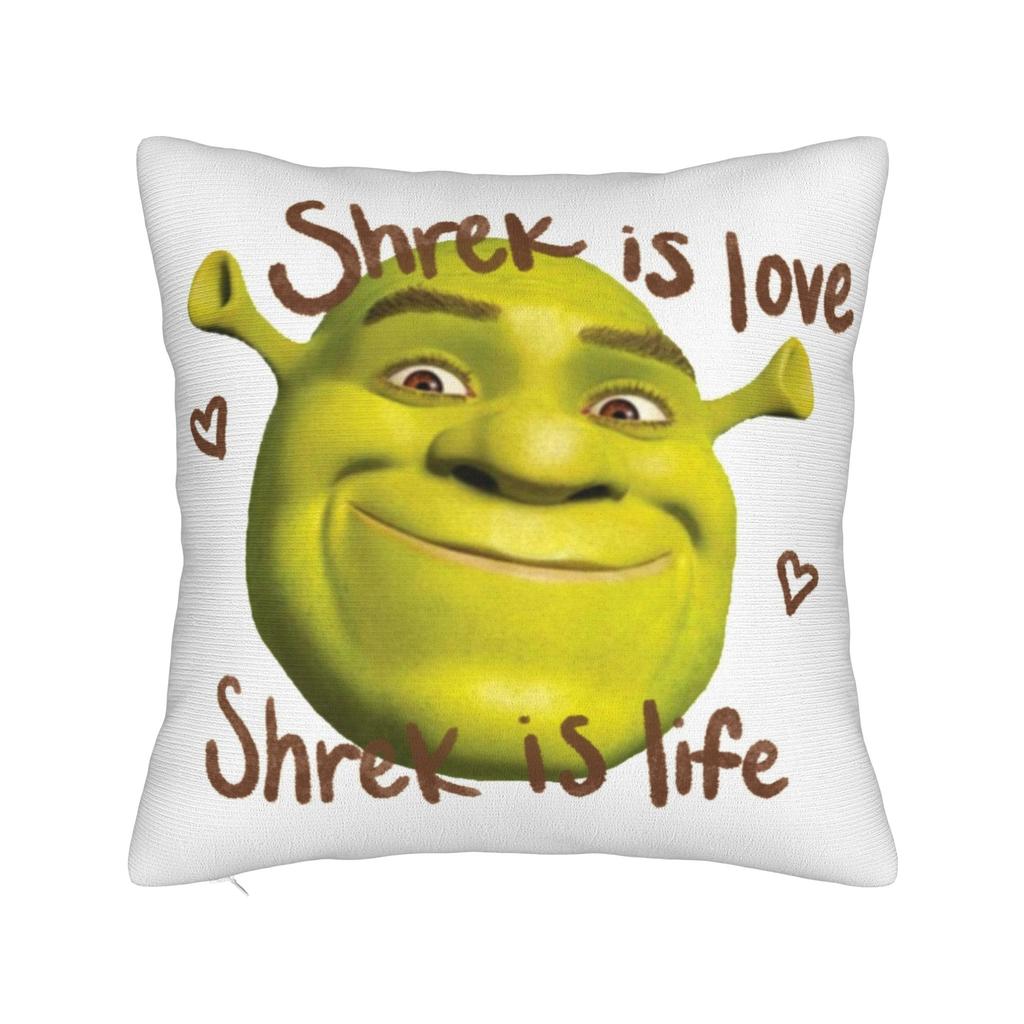 Shreks Meme Funny Pillowcase Polyester Cushion Cover Decoration Pillow Case Cover Home Zippered 18'